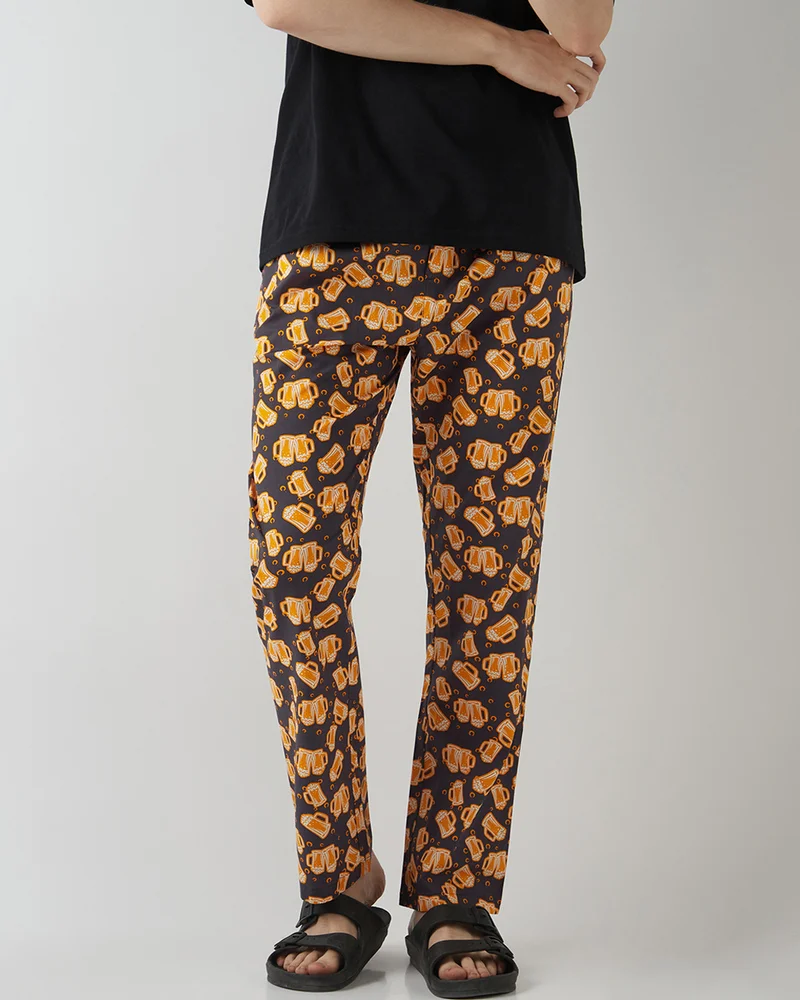 بيواكوف Men's Grey All Over Printed Pyjamas